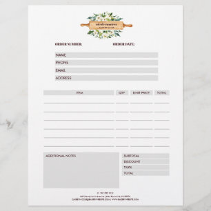 Nudelholz für Floral Bakery Grau Bestellformular Flyer