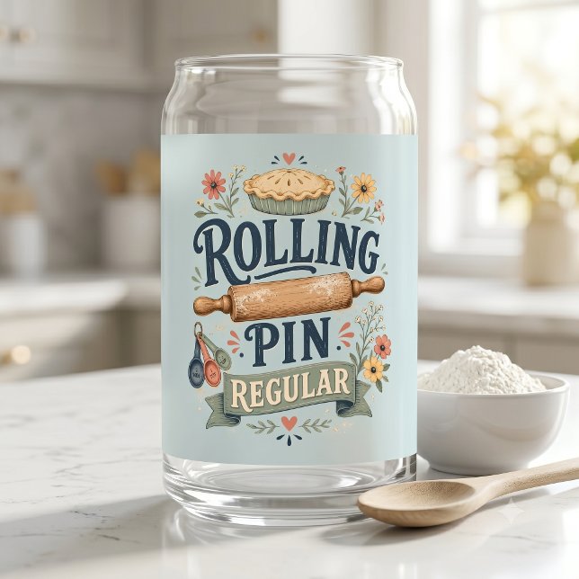Nudelholz Reguläre Cottage-Bäckerin Dosenglas (Rolling Pin Regular Cottage Baker Can Glass)