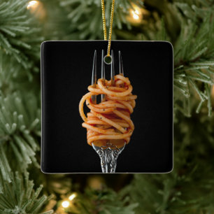 Nudeln auf einer Gabel, Food Spaghetti Keramikornament