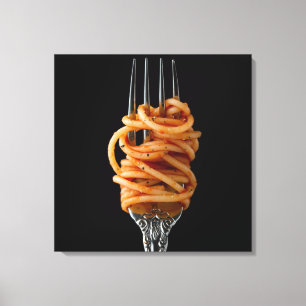 Nudeln auf einer Gabel, Food Spaghetti Leinwanddruck