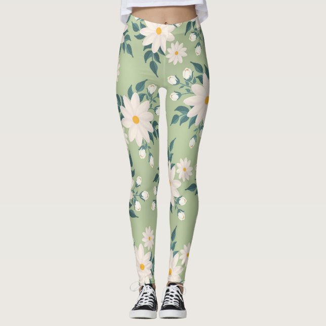 Nudeln im grünen Hintergrund Leggings (Vorderseite)