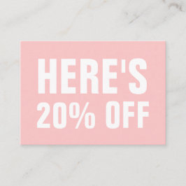 Nudelrosa Minimalistische, einfache Discount-Karte Rabattkarte