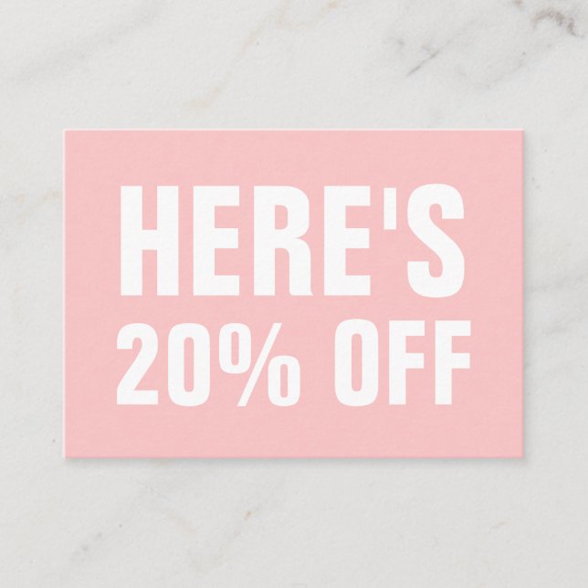 Nudelrosa Minimalistische, einfache Discount-Karte Rabattkarte (Vorderseite)