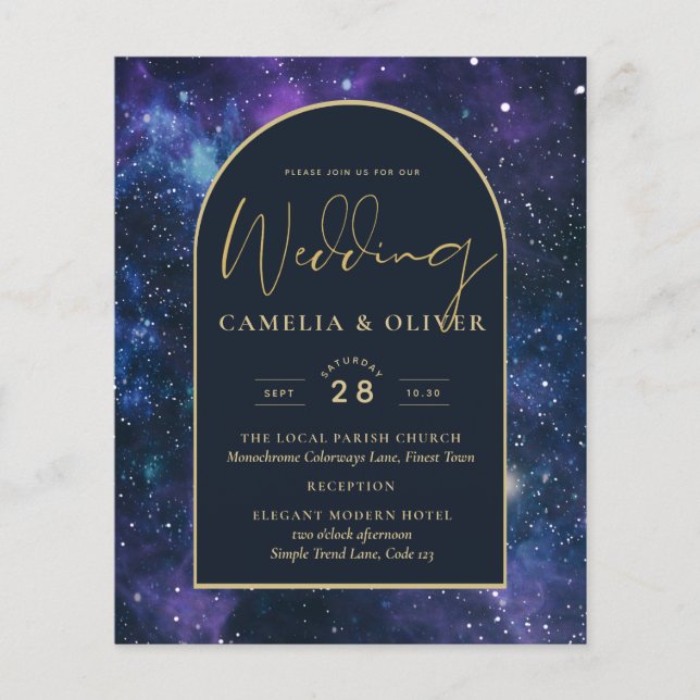 NUDGET Starry Night Lila Blue Wedding INVITE Flyer (Vorne)