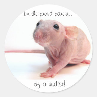 Nudist-Ratte Runder Aufkleber