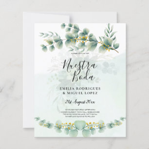 Nuesta Boda Greenery Gold Wedding Einladung