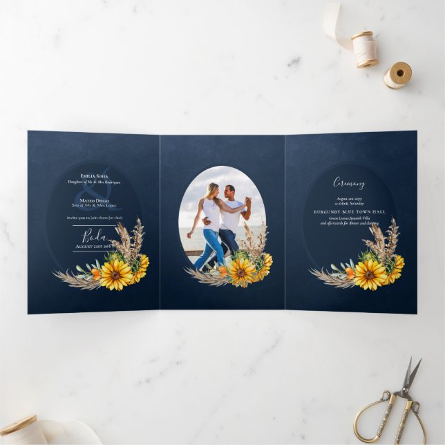 Nuestra Boda 6 pages Sunflower Mariage Invitation (Intérieur)