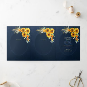 Nuestra Boda 6 pages Sunflower Mariage Invitation