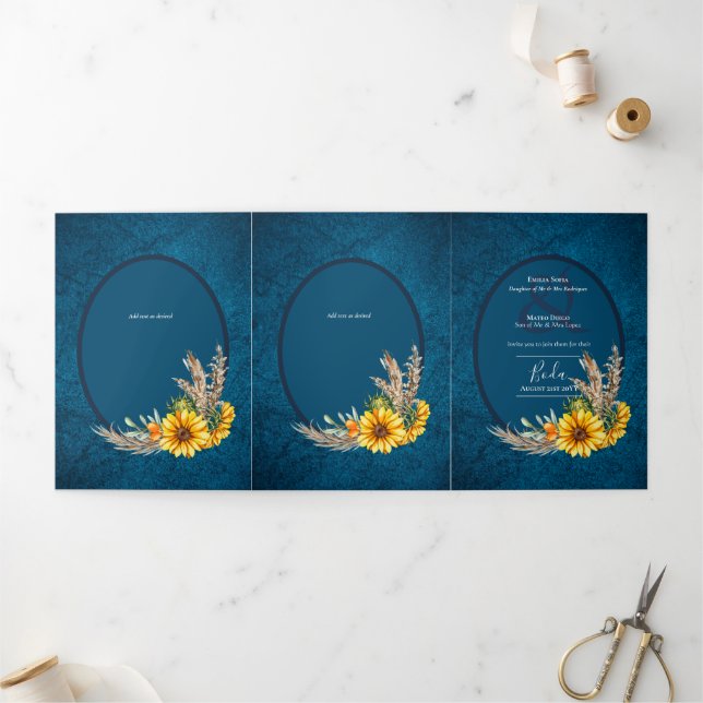 Nuestra Boda 6 Seiten Sonnenblumen Einladung Hochz (Außenbereich)