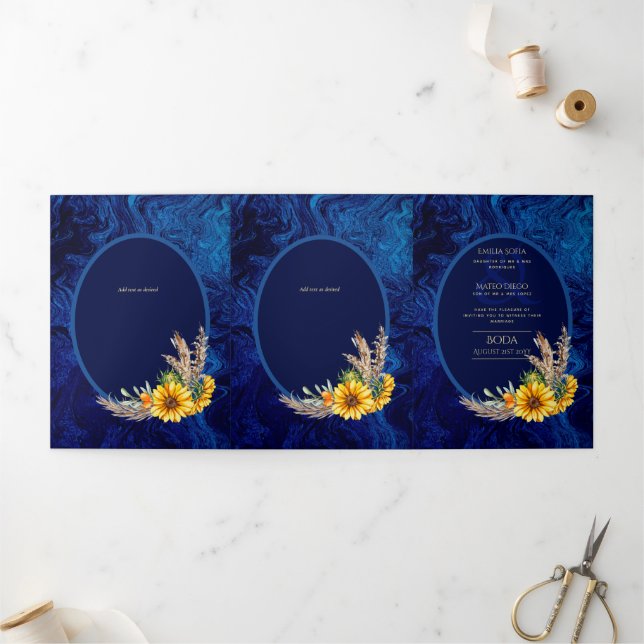 Nuestra Boda 6 Seiten Sonnenblumen Einladung Hochz (Außenbereich)