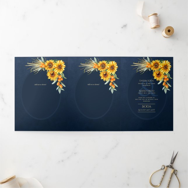 Nuestra Boda 6 Seiten Sonnenblumen Einladung Hochz (Außenbereich)