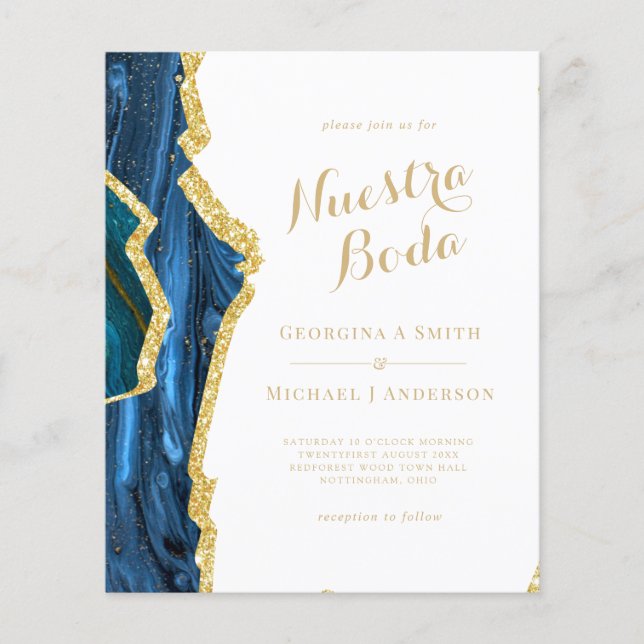 Nuestra Boda AGATE Gold Spanish Wedding INVITE (Vorderseite)