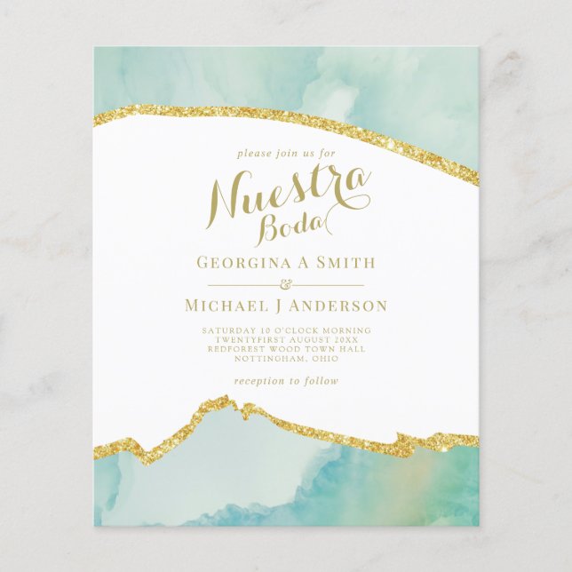 Nuestra Boda AGATE Gold Spanish Wedding INVITE (Vorderseite)