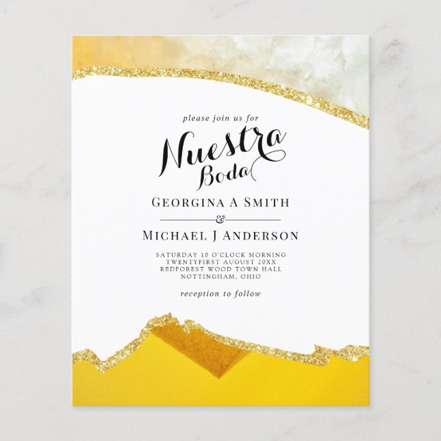 Nuestra Boda AGATE Gold Spanish Wedding INVITE (Vorderseite)