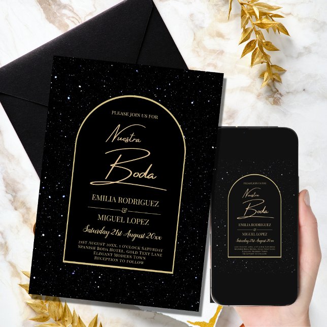 NUESTRA BODA BLACK GOLD Starry Night EINLADEN Einladung (Von Creator hochgeladen)
