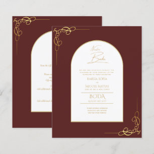 Nuestra Boda Budget Gold Akzent Bilingual Einladun
