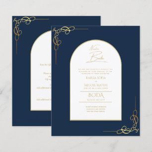 Nuestra Boda Budget Gold Akzent Bilingual Einladun