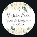 Nuestra boda Classic Round Sticker<br><div class="desc">Nuestra-Boda-Rundkleber,  etiqueta para recuerdo de boda</div>