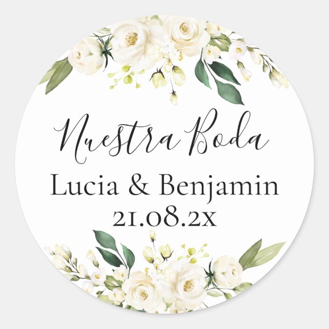 Nuestra boda Classic Round Sticker (Vorderseite)