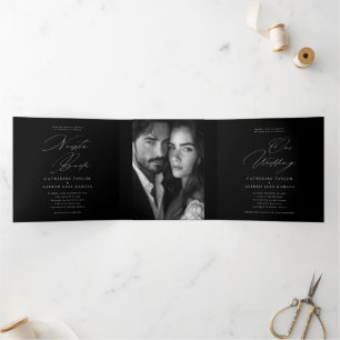 Nuestra Boda English Spanish Bilingual Wedding Dreifach Gefaltete Einladung