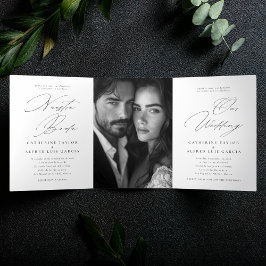 Nuestra Boda English Spanish Bilingual Wedding Dreifach Gefaltete Einladung