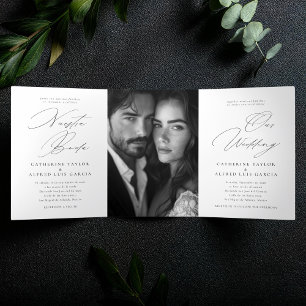 Nuestra Boda English Spanish Bilingual Wedding Dreifach Gefaltete Einladung