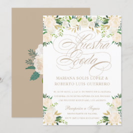 Nuestra Boda flores pintadas Einladung