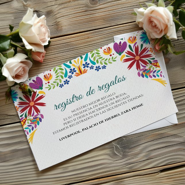 Nuestra Boda Flowers Botanical Spanish Wedding Begleitkarte (Nuestra Boda Flowers Botanical Spanish Wedding Enclosure Card)