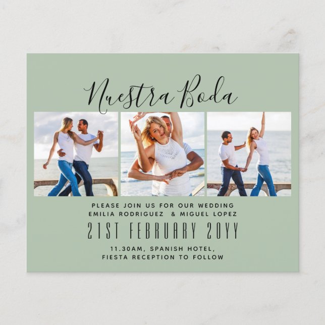 Nuestra Boda Foto Collage Wedding INVITE (Vorderseite)