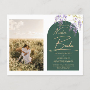 NUESTRA BODA FOTO Wisteria Spanish Wedite Einladun Flyer