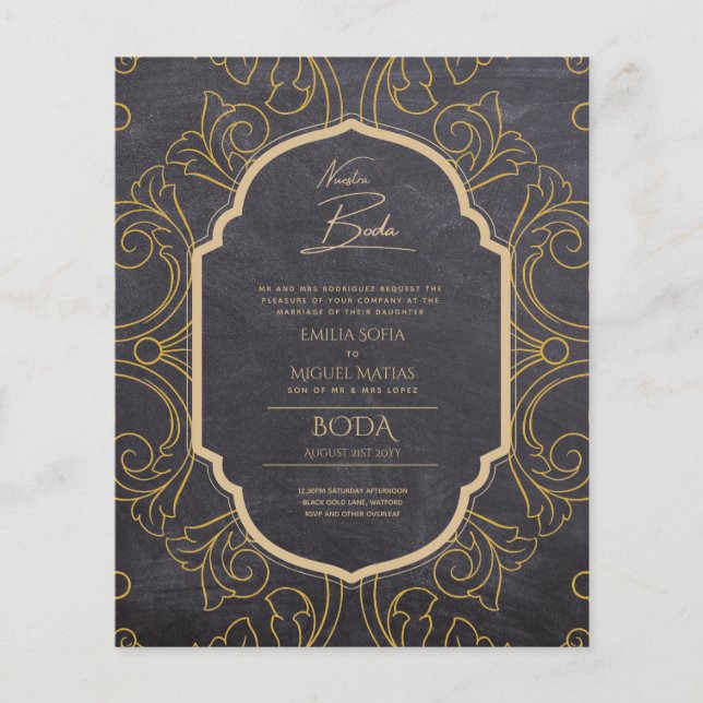 Nuestra Boda GOLD Frame Spanish Wedding INVITE (Vorderseite)