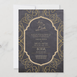 Nuestra Boda GOLD Frame Spanish Wedding INVITE Einladung