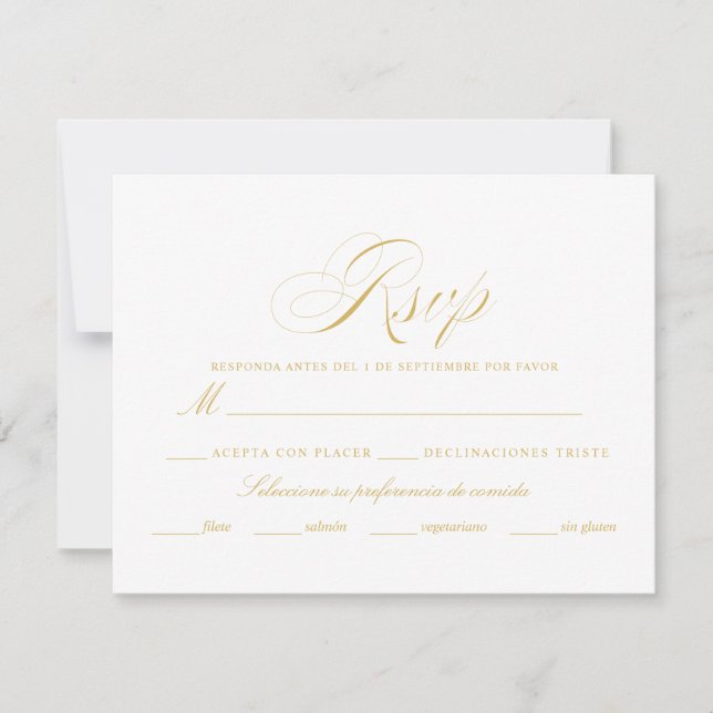 Nuestra Boda Gold RSVP Karte (Vorderseite)