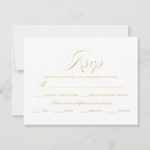 Nuestra Boda Gold RSVP Karte