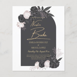 NUESTRA BODA Grau Blushing Pink Roses Spanisch Flyer