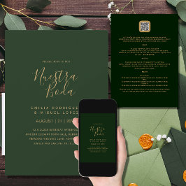 NUESTRA BODA GREEN GOLD UAWG MENU DETAILS QRCode Einladung