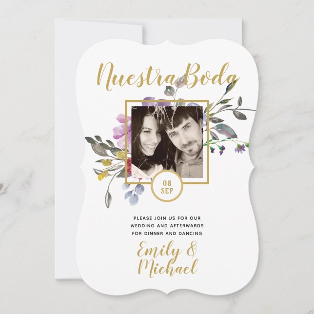 Nuestra Boda Invitacion - FOTO Wedding Lila 2 Einladung (Vorderseite)