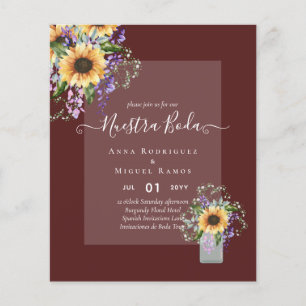 Nuestra Boda Invitacion Spanish Wedding SUNFLOWERS Flyer