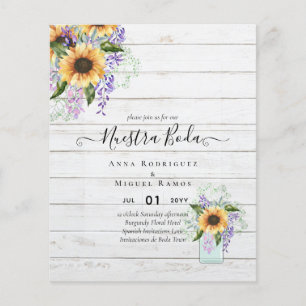 Nuestra Boda Invitacion Spanish Wedding SUNFLOWERS Flyer