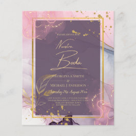 NUESTRA BODA Lila Pink Gold Tinte Wedding INVITE Flyer