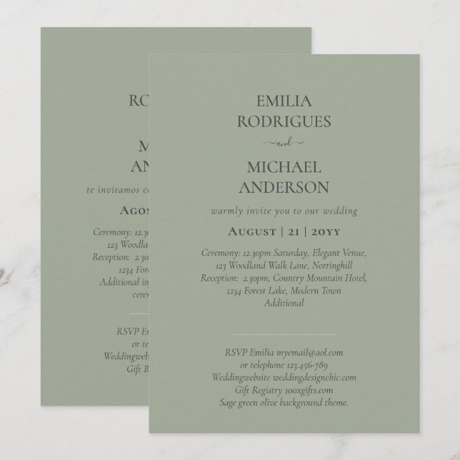 Nuestra Boda Moderne Typografie Viele FARBEN INVIT Einladung (Vorne/Hinten)