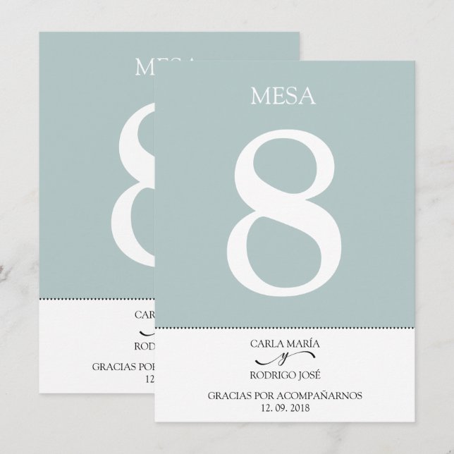 NUESTRA BODA Numéro de table espagnol modifiable (Devant / Derrière)