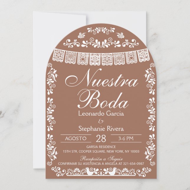 Nuestra Boda Papel Picado Spanish Wedding Arch Einladung (Vorderseite)