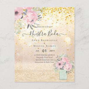 Nuestra Boda PINK BLUSH Floral Einladungen