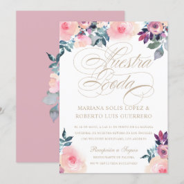 Nuestra Boda pintadas rosada morada Einladung