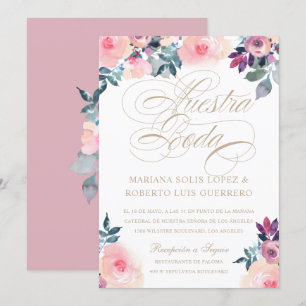 Nuestra Boda pintadas rosada morada Einladung