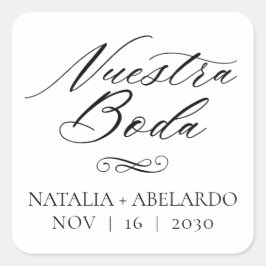 Nuestra Boda Square Wedding Stickers Spanisch