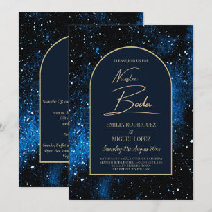 NUESTRA BODA Starry Night Navy Blue Gold INVITE Einladung