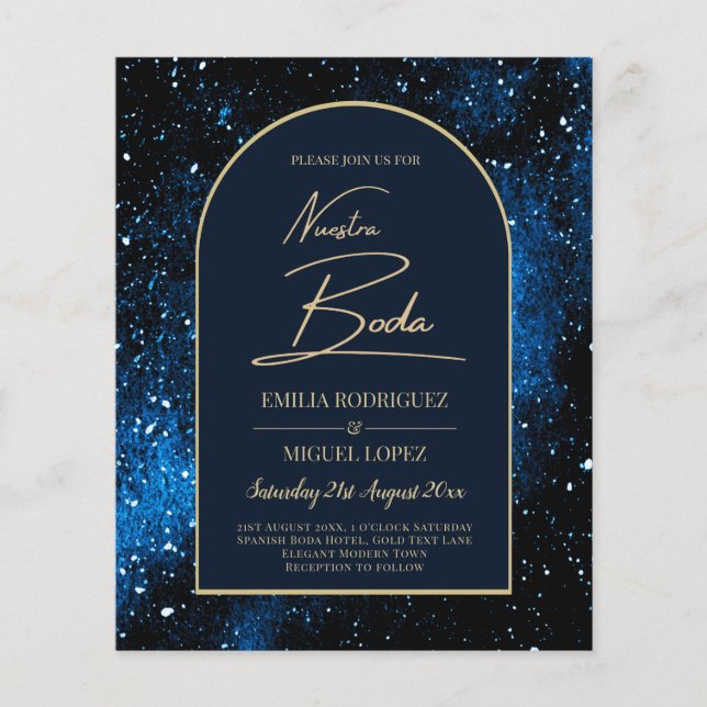 NUESTRA BODA Starry Night Navy Blue Gold INVITE Flyer (Vorne)