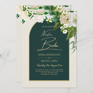 NUESTRA BODA Vert Or Blanc Roses INVITATION d'hive